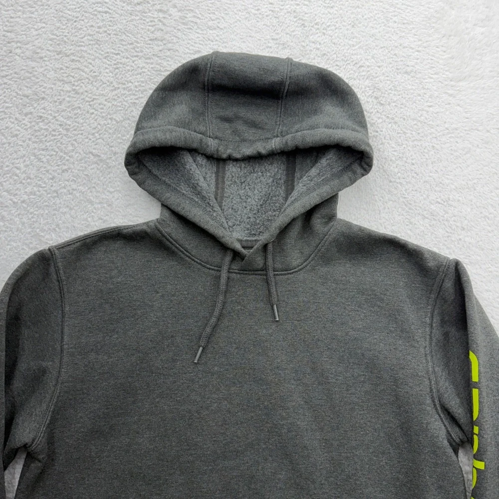 Carhartt Mens Loose Fit Hoodie Gray Neon Yellow Sleeve Logo TS0288-M Small